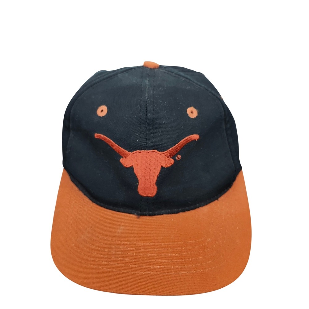 Vintage Logo 7 Texas Longhorns Snapback Hat Boys Black Burnt Orange 90s UT NCAA